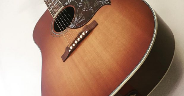 Gibson Hummingbird I was lying on the floor patching cables when I looked up and saw this @gibsonguitar